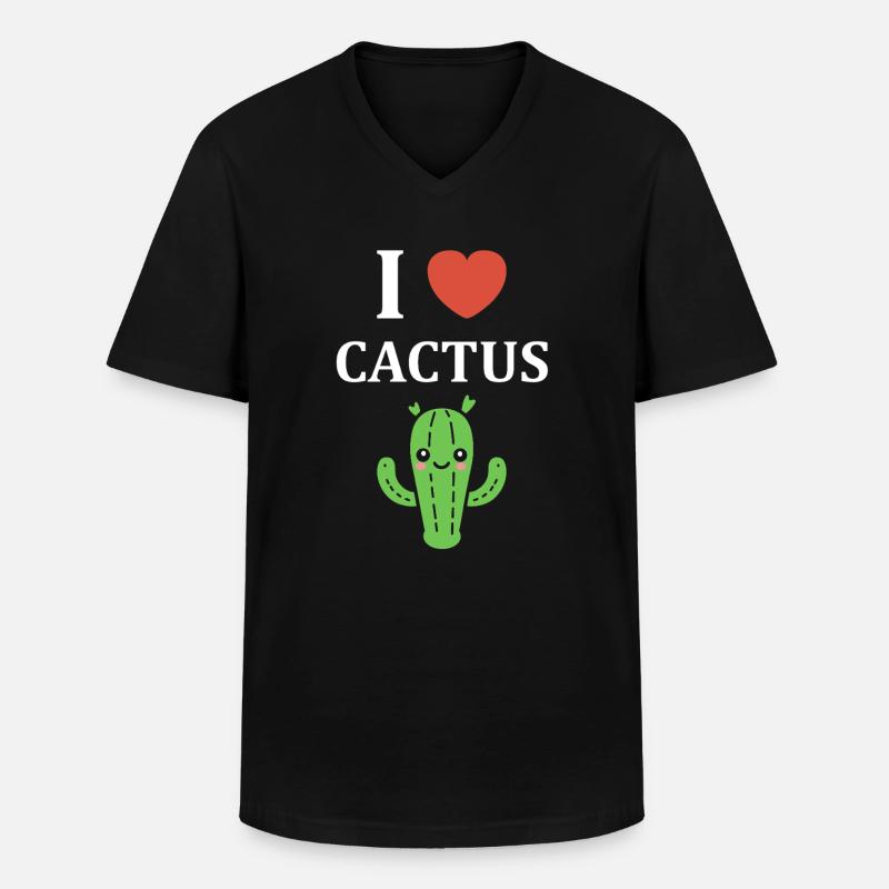Kaktus - Männer-T-Shirt mit V-Ausschnitt - Schwarz