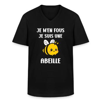 Abeille - T-shirt col V Homme - noir - Devant - AI Model Male 178 dark (178cm)