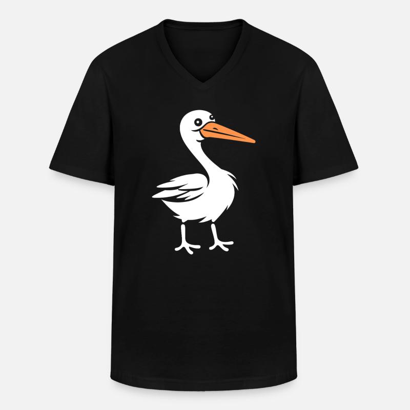 Storch - Männer-T-Shirt mit V-Ausschnitt - Schwarz