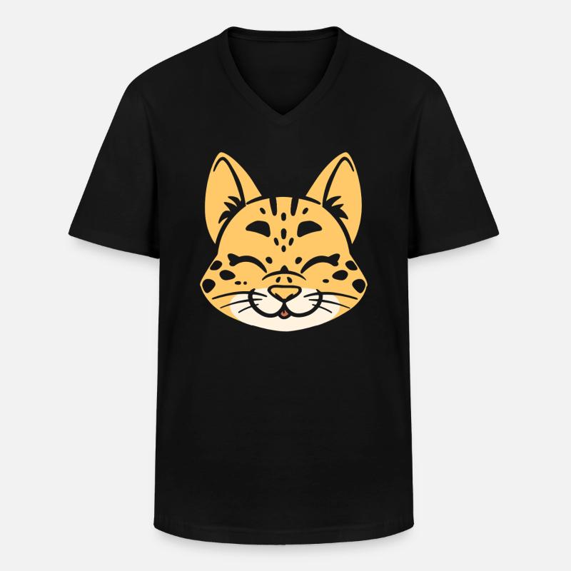 Serval - Männer-T-Shirt mit V-Ausschnitt - Schwarz