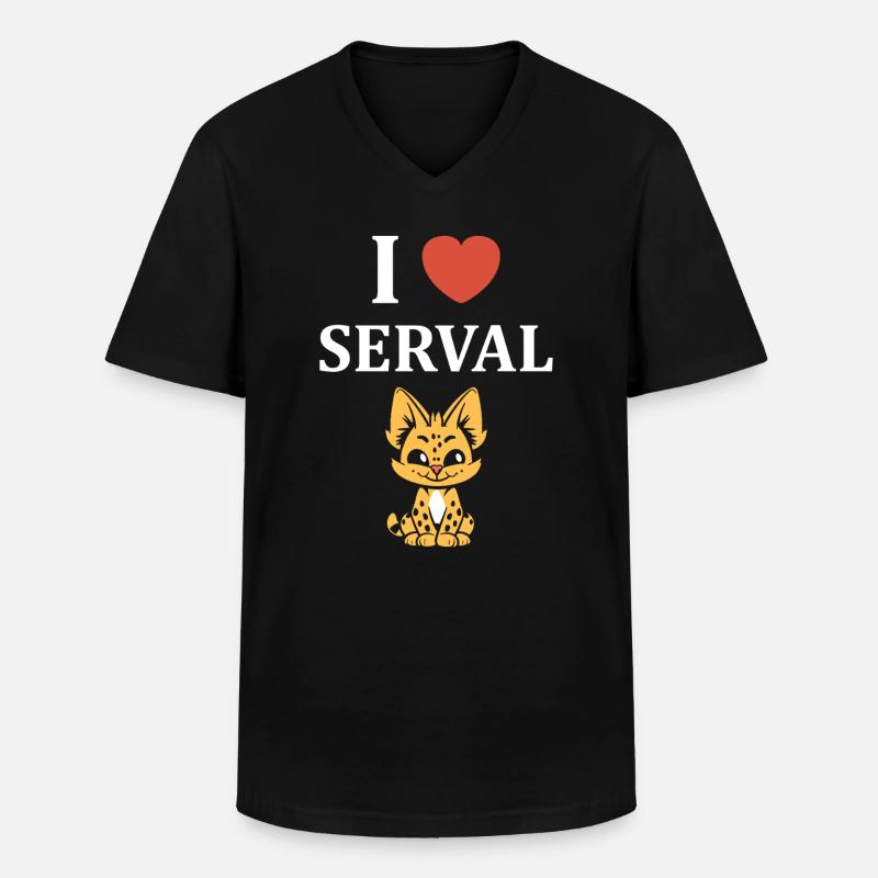 Serval - Männer-T-Shirt mit V-Ausschnitt - Schwarz