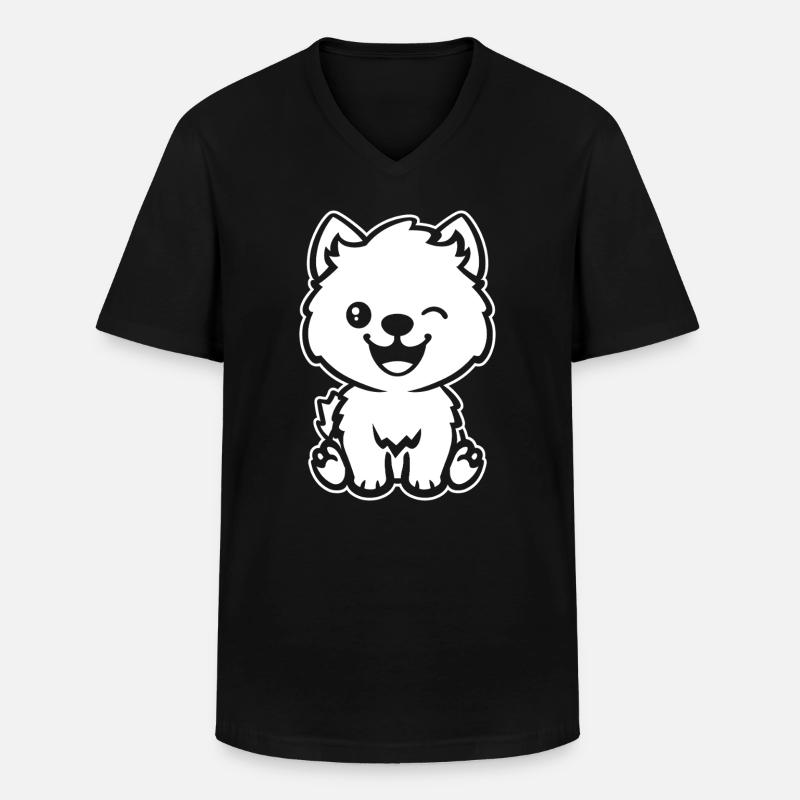 Pomsky - Männer-T-Shirt mit V-Ausschnitt - Schwarz