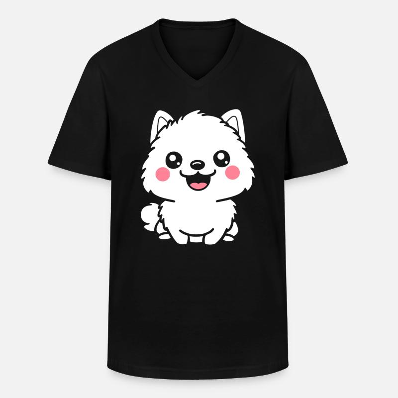 Pomsky - Männer-T-Shirt mit V-Ausschnitt - Schwarz