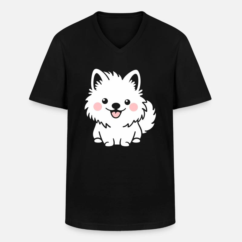 Pomsky - Männer-T-Shirt mit V-Ausschnitt - Schwarz