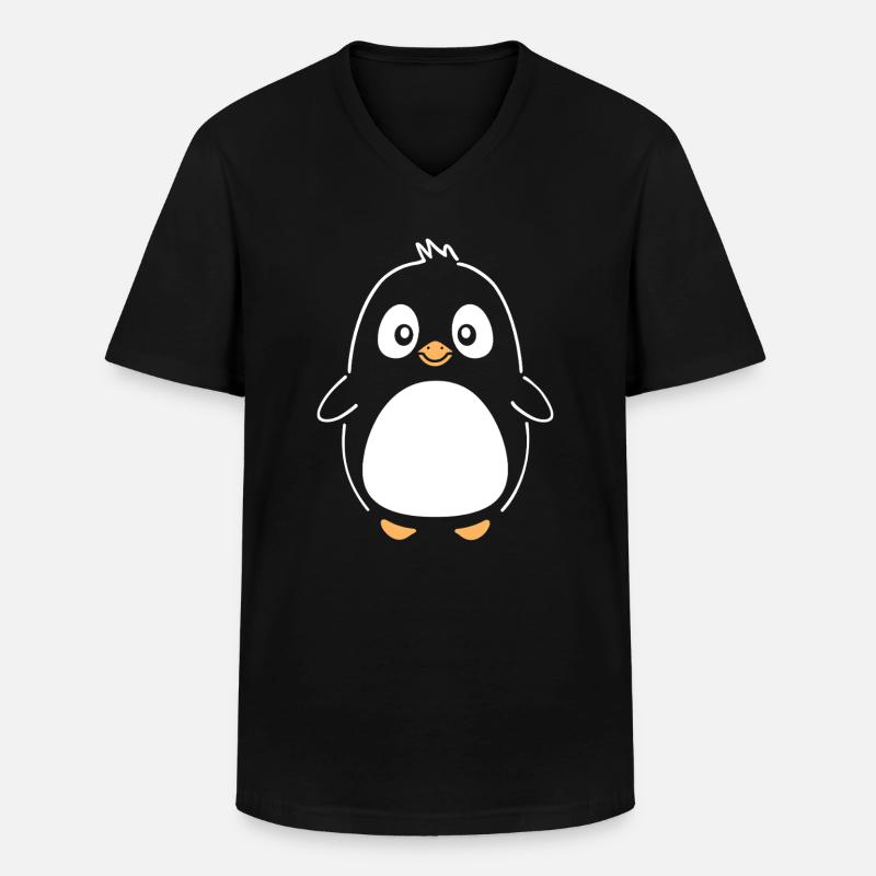 Pinguin - Männer-T-Shirt mit V-Ausschnitt - Schwarz