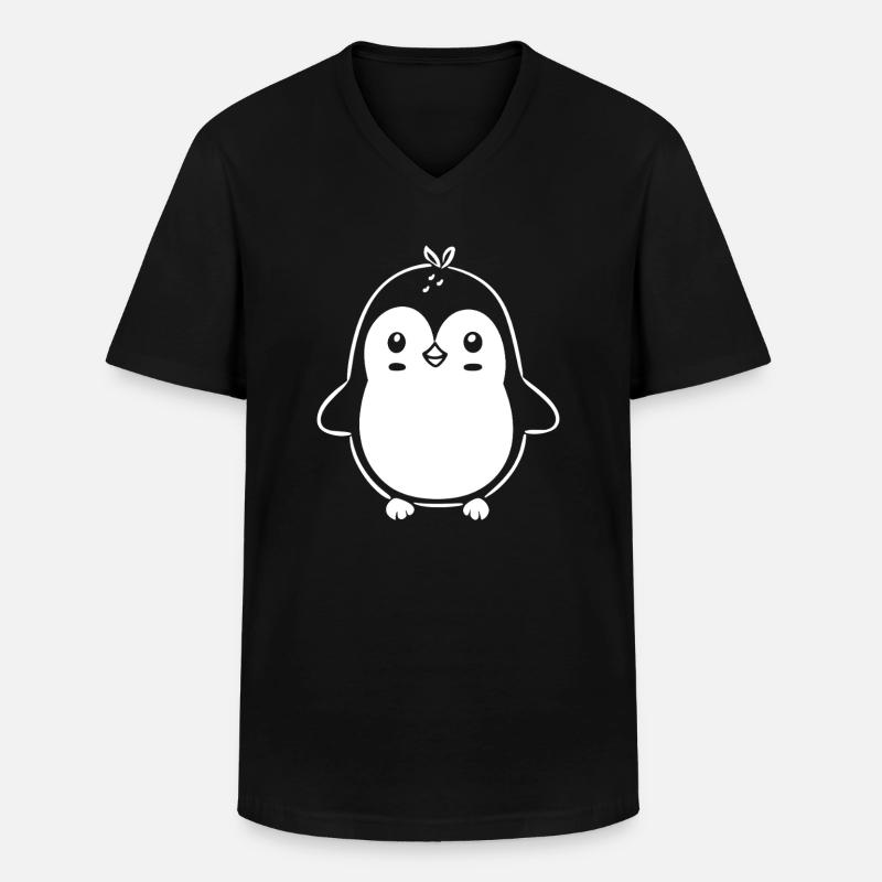Pinguin - Männer-T-Shirt mit V-Ausschnitt - Schwarz