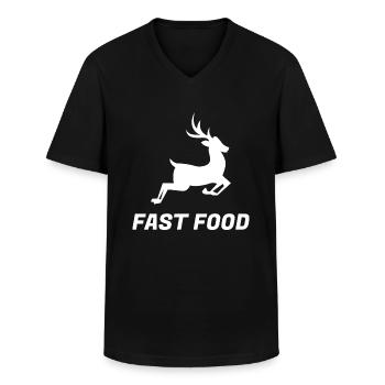 Fast Food Jäger Hirsch - Männer-T-Shirt mit V-Ausschnitt - Schwarz - Vorne - AI Model Male 178 dark (178cm)