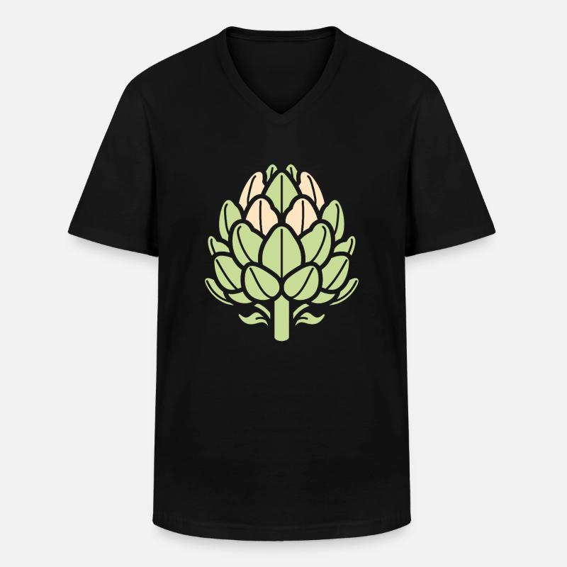 Artischocke - Männer-T-Shirt mit V-Ausschnitt - Schwarz