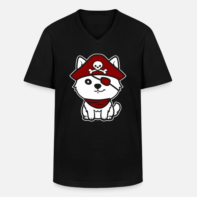 Pirat - Männer-T-Shirt mit V-Ausschnitt - Schwarz