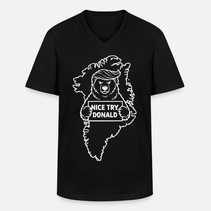Grönland: Netter Versuch, Donald - Männer-T-Shirt mit V-Ausschnitt - Schwarz