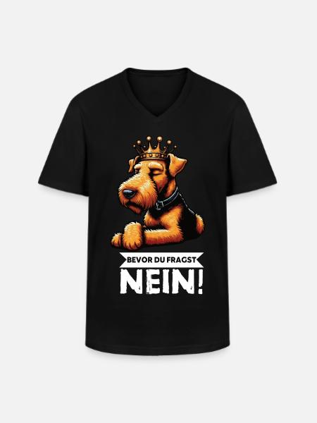 Før du spørger: Airedale Terrier Airedales - Klassisk herre T-shirt med V-udskæring - sort