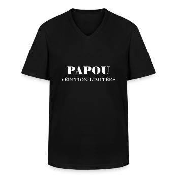 papou - T-shirt col V Homme - noir - Devant - AI Model Male 178 dark (178cm)