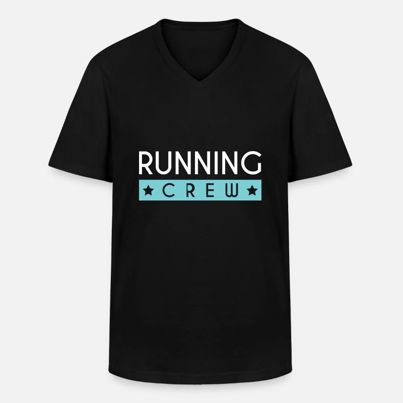 Running Crew - Männer-T-Shirt mit V-Ausschnitt - Schwarz