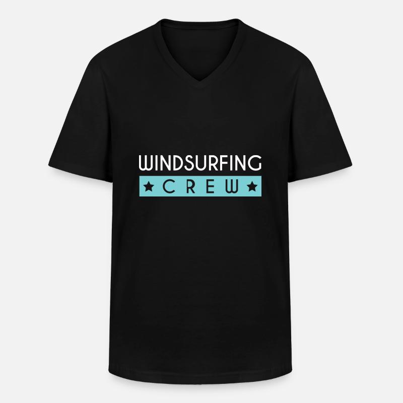 Windsurfing Crew - Männer-T-Shirt mit V-Ausschnitt - Schwarz