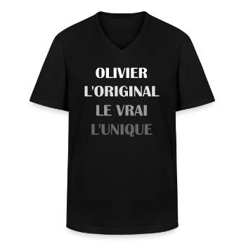 olivier - T-shirt col V Homme - noir - Devant - AI Model Male 178 dark (178cm)