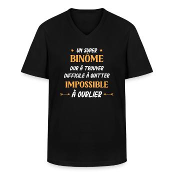 binome - T-shirt col V Homme - noir - Devant - AI Model Male 178 dark (178cm)
