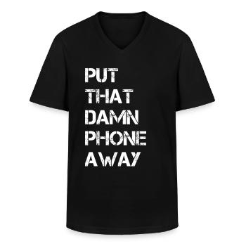 Put That Damn Phone Away - Männer-T-Shirt mit V-Ausschnitt - Schwarz - Vorne - AI Model Male 178 dark (178cm)
