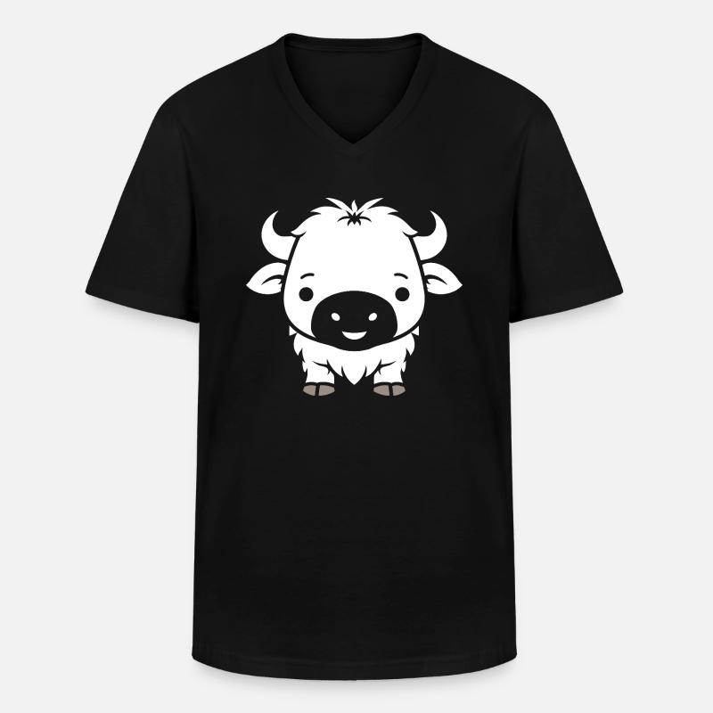 Büffel - Männer-T-Shirt mit V-Ausschnitt - Schwarz