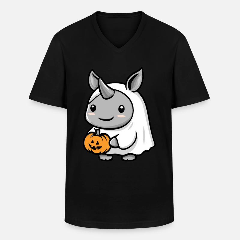 Nashorn Halloween Comic Geist - Männer-T-Shirt mit V-Ausschnitt - Schwarz