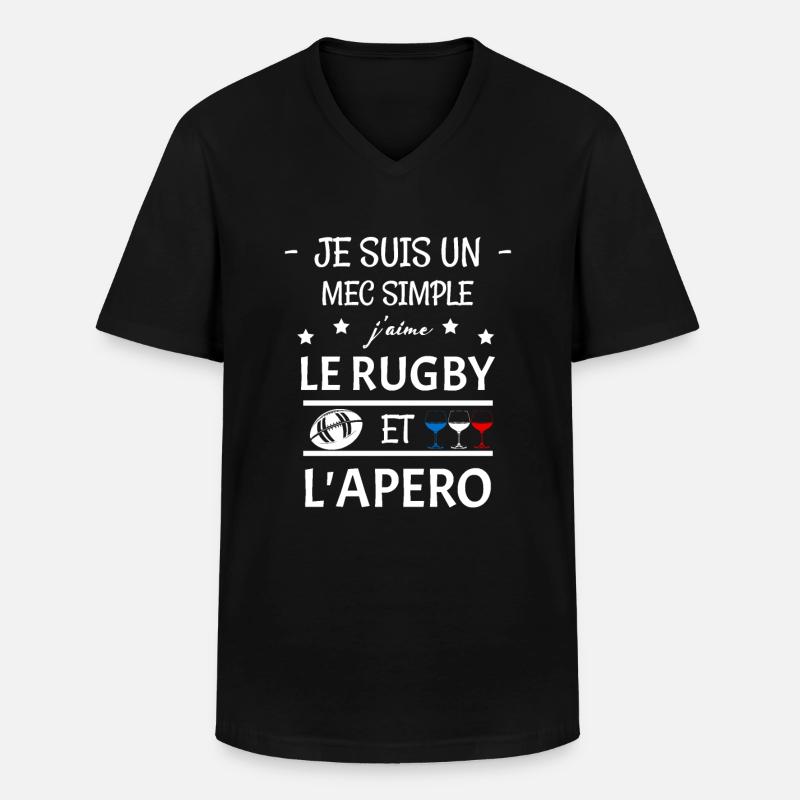 Rugby-Aperitif - Männer-T-Shirt mit V-Ausschnitt - Schwarz