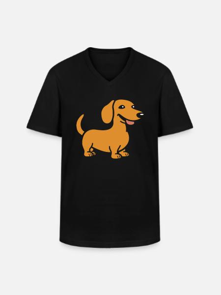teckel - T-shirt col V Homme - noir