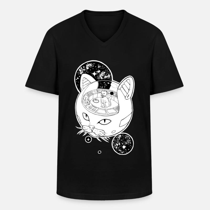Kosmische Katze Kaiser - Männer-T-Shirt mit V-Ausschnitt - Schwarz