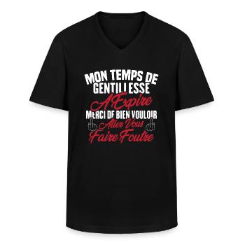Mon temps de gentillesse a expiré - T-shirt col V Homme - noir - Devant - AI Model Male 178 dark (178cm)