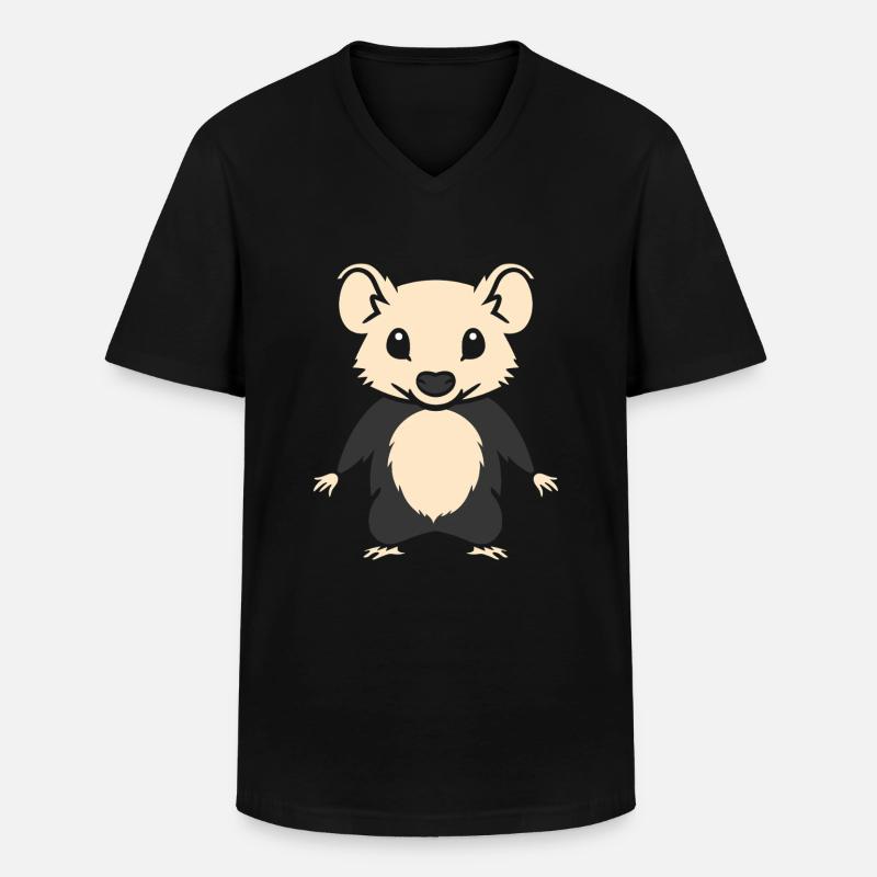 Opossum - Männer-T-Shirt mit V-Ausschnitt - Schwarz