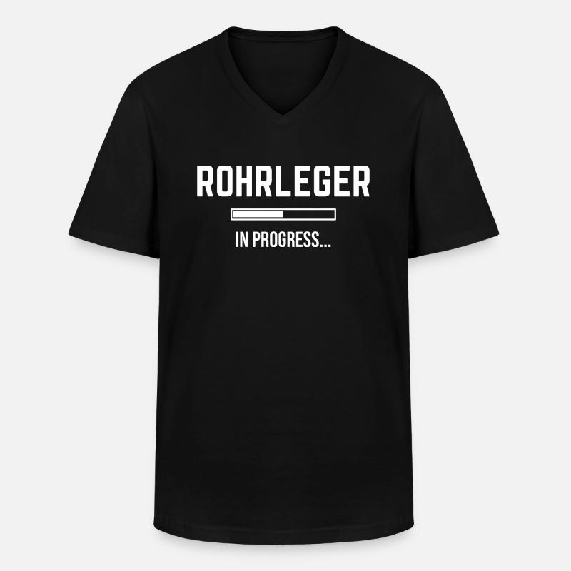 Pipelayers In Progress - Men's V-Neck T-Shirt - black