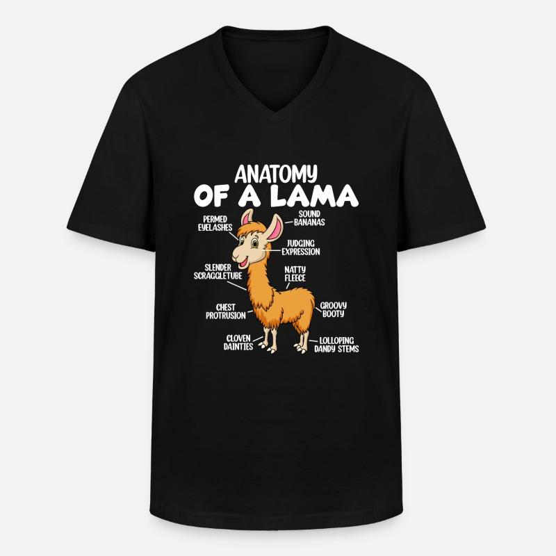 Anatomie eines Lamas - Männer-T-Shirt mit V-Ausschnitt - Schwarz