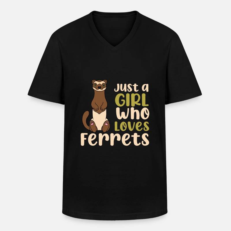 Frettchen - Männer-T-Shirt mit V-Ausschnitt - Schwarz