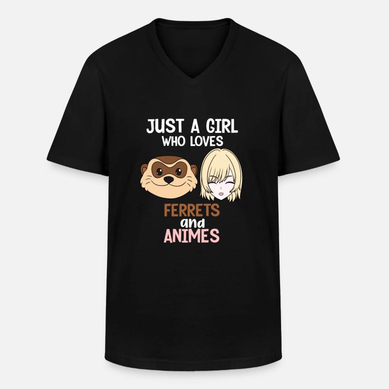Frettchen - Männer-T-Shirt mit V-Ausschnitt - Schwarz