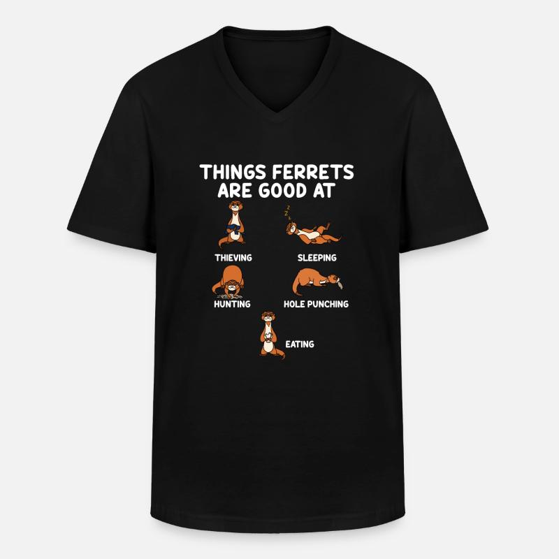 Frettchen - Männer-T-Shirt mit V-Ausschnitt - Schwarz
