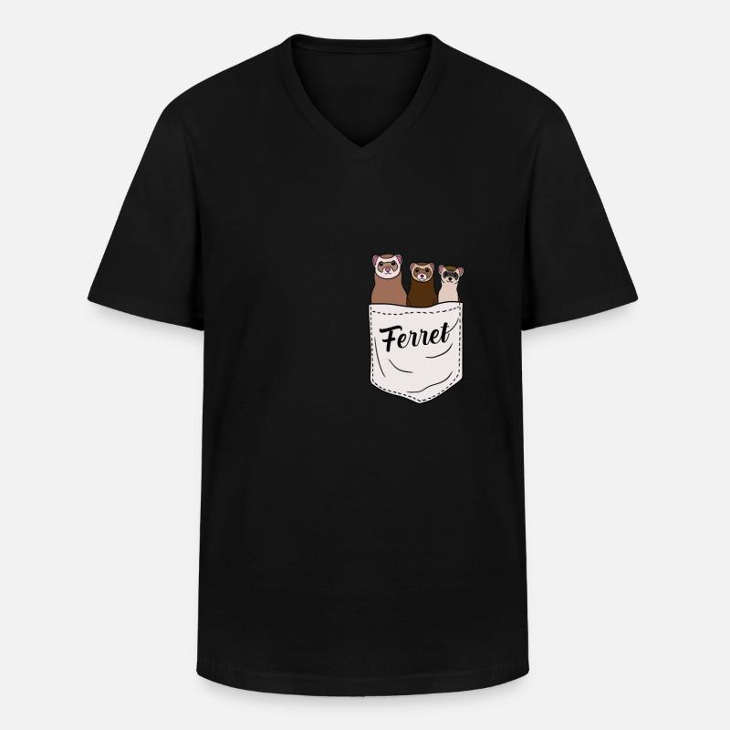 Frettchen - Männer-T-Shirt mit V-Ausschnitt - Schwarz