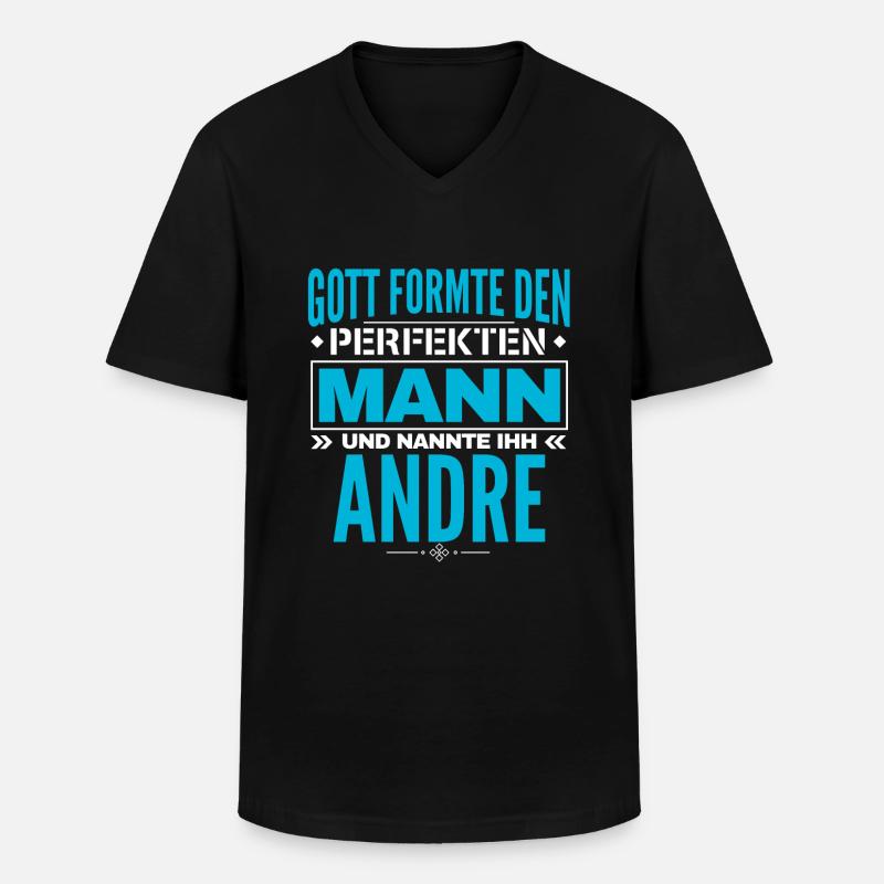 Andre Name Design - Männer-T-Shirt mit V-Ausschnitt - Schwarz