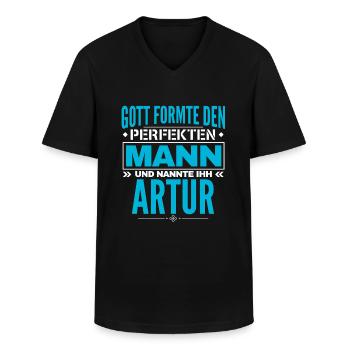 Artur Name Design - Männer-T-Shirt mit V-Ausschnitt - Schwarz - Vorne - AI Model Male 178 dark (178cm)