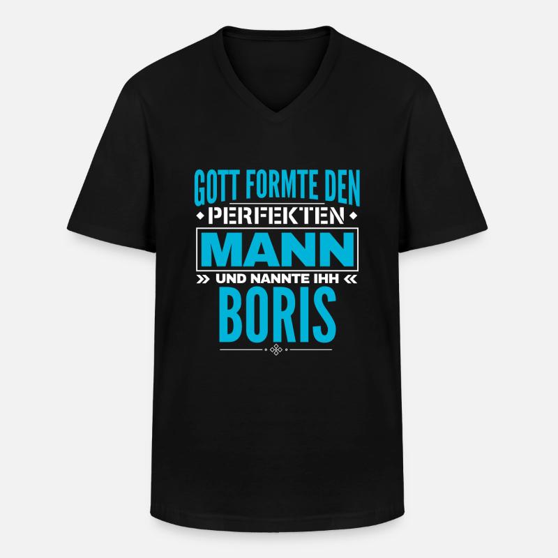 Boris Name Design - Männer-T-Shirt mit V-Ausschnitt - Schwarz