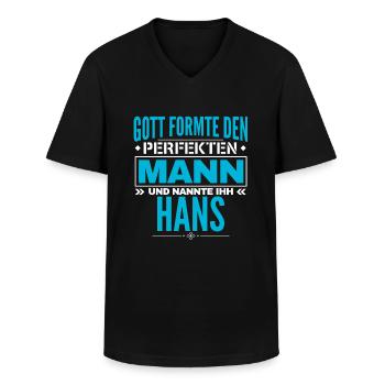 Hans Name Design - Männer-T-Shirt mit V-Ausschnitt - Schwarz - Vorne - AI Model Male 178 dark (178cm)