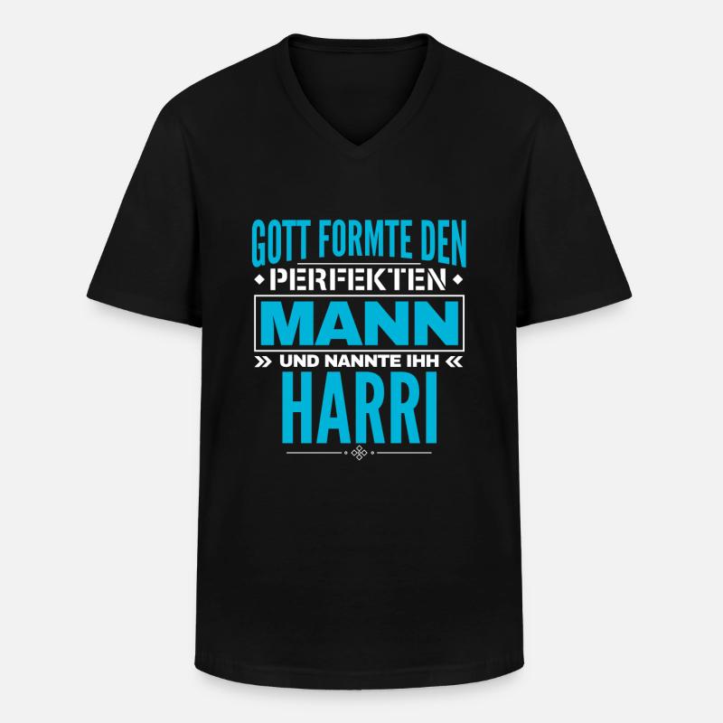 Harri Name Design - Männer-T-Shirt mit V-Ausschnitt - Schwarz