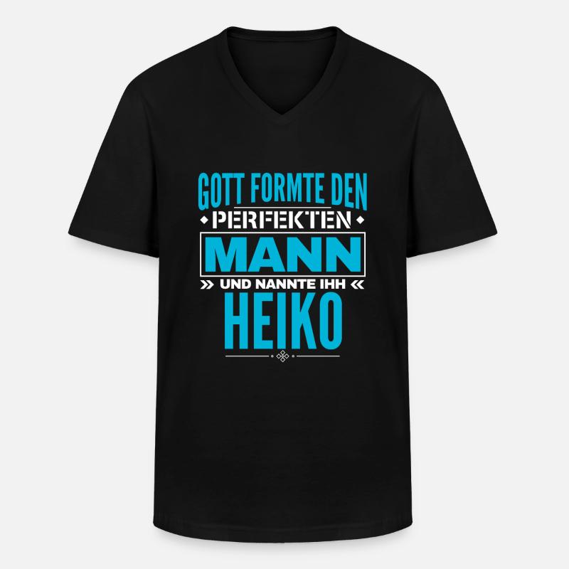 Heiko Name Design - Männer-T-Shirt mit V-Ausschnitt - Schwarz