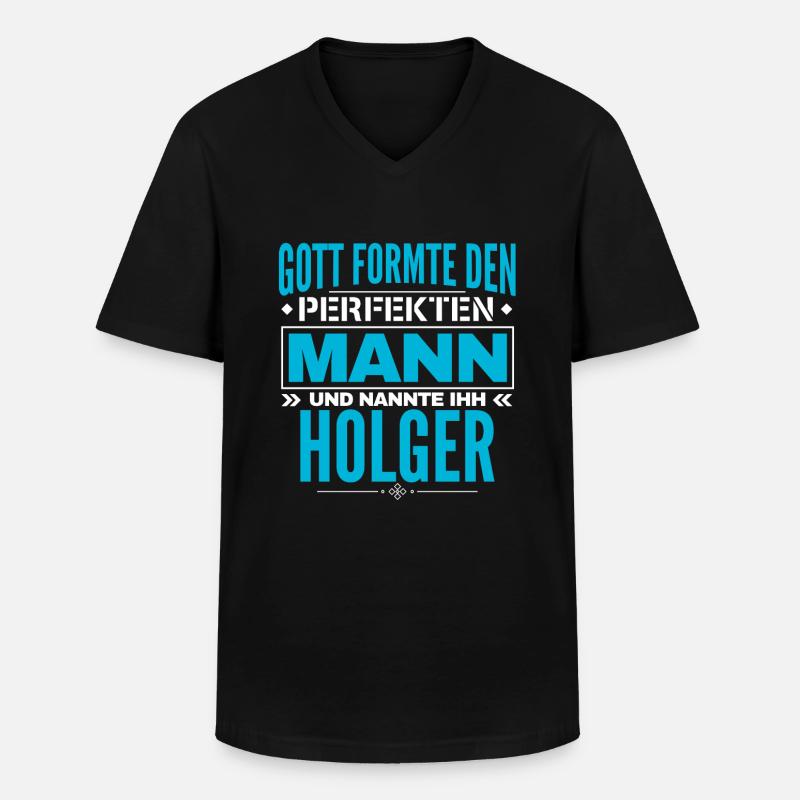 Holger Name Design - Männer-T-Shirt mit V-Ausschnitt - Schwarz
