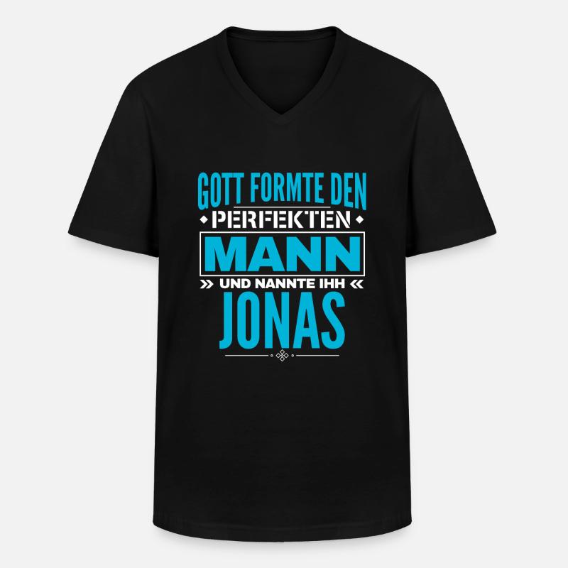 Jonas Name Design - Männer-T-Shirt mit V-Ausschnitt - Schwarz
