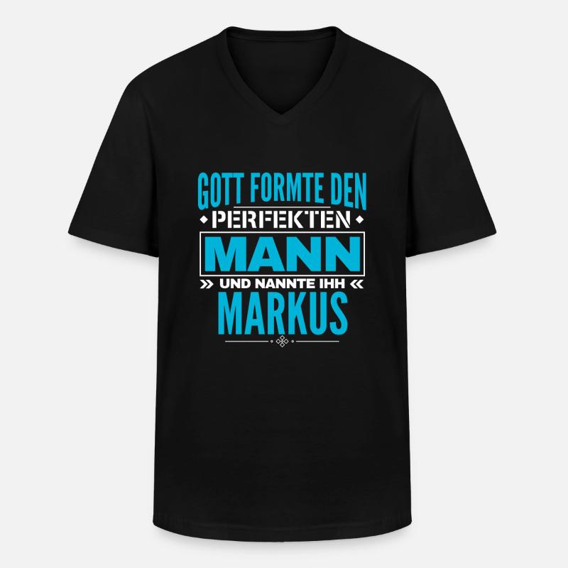 Markus Name Design - Männer-T-Shirt mit V-Ausschnitt - Schwarz