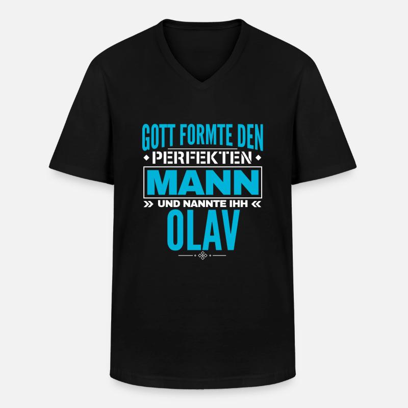 Olav Name Design - Männer-T-Shirt mit V-Ausschnitt - Schwarz