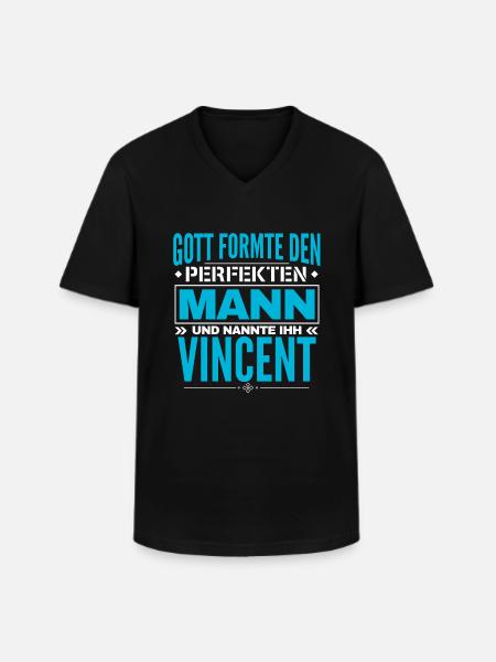 Vincent Name Design - Männer-T-Shirt mit V-Ausschnitt - Schwarz