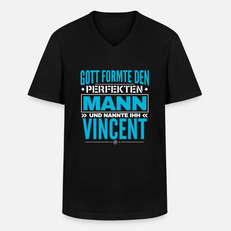 Vincent Name Design - Männer-T-Shirt mit V-Ausschnitt - Schwarz