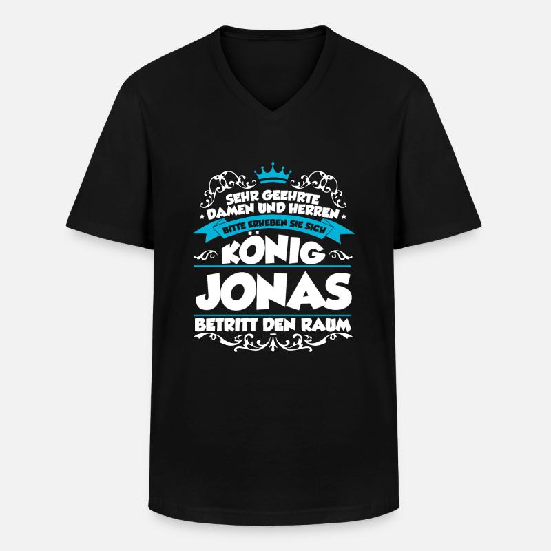 Jonas Name Design - Männer-T-Shirt mit V-Ausschnitt - Schwarz