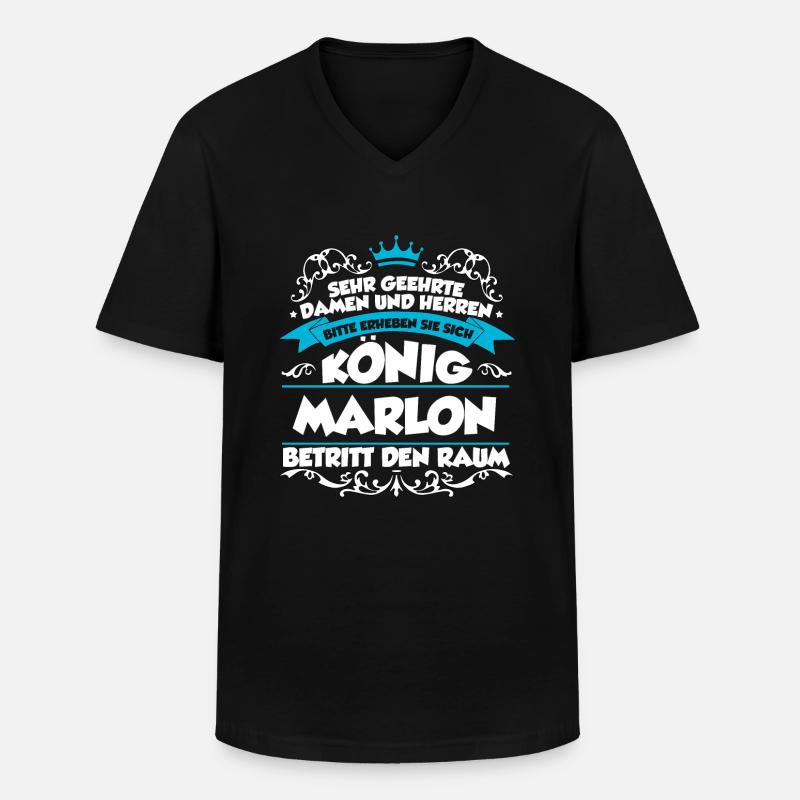 Marlon Name Design - Männer-T-Shirt mit V-Ausschnitt - Schwarz