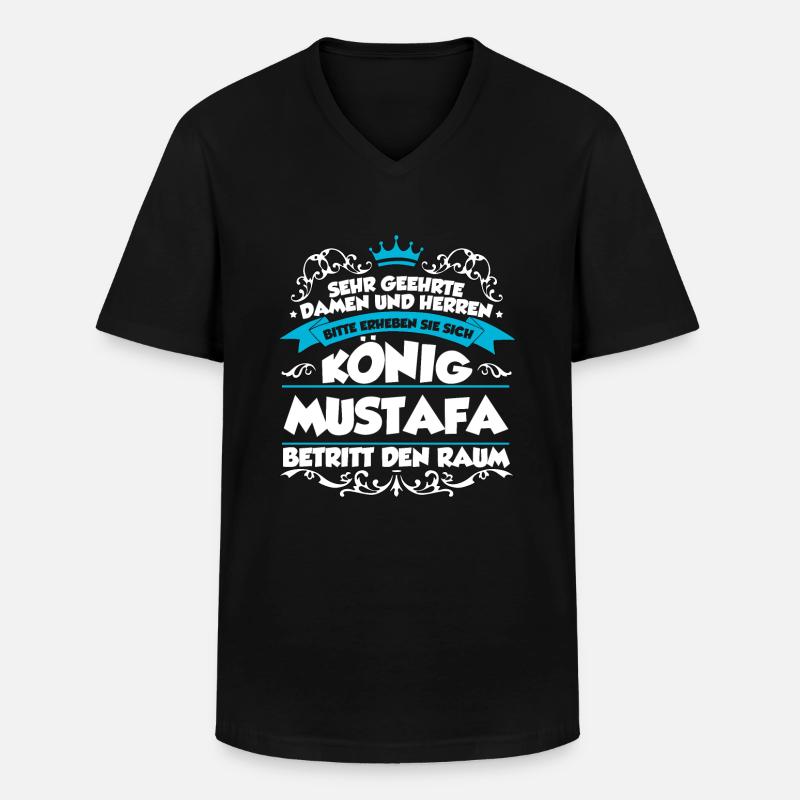 Mustafa Name Design - Männer-T-Shirt mit V-Ausschnitt - Schwarz