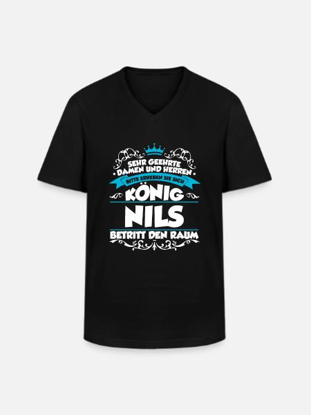 Nils Name Design - Männer-T-Shirt mit V-Ausschnitt - Schwarz